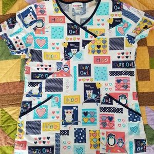 Cute Owl XS scrub top